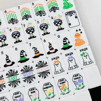 Set Mahjong Amerika Mewah Tema Halloween Hocus Pocus 160-Piece 2-Lapisan Ubin Akrilik Berukir untuk Pertemuan Musiman