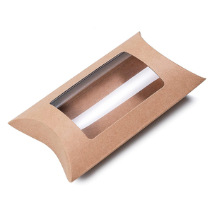 Boîte à coussin en papier bon marché, emballage <span class=keywords><strong>cadeau</strong></span>, boîtes pliables pour friandises avec fenêtre transparente, boîte à coussin en papier kraft - Product Image 3