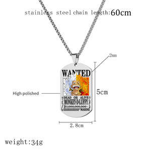 Cadeau promotionnel <span class=keywords><strong>Cool</strong></span> dessin animé Luffy Roronoa Zoro collier en métal étiquettes de chien accessoires ornement colliers en gros <span class=keywords><strong>Widget</strong></span> pendentif - Product Image 5