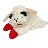 Jouet en peluche couineur en coton PP pour chat, motif agneau, anti-stress, maille lavée, extra doux, 0-10 cm, 5 couineurs (25 cm, crème), unisexe