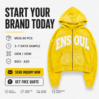 Sweat à capuche zippé personnalisé pour homme, coupe ample, en coton épais 400 g/m², style streetwear, avec impression en relief personnalisée