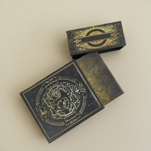 Boîte à tiroirs vintage personnalisée avec motifs en relief doré, texture noire, porte-cartes mystérieux et élégant - Product Image 6