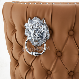 Lot de 6 Chaises de Salle à Manger de Luxe au Design Moderne Personnalisées avec Dossier à Heurtoir Lion, Capitonnage en Velours et Pieds en Acier Inoxydable - Product Image 4