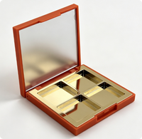 Palette de fards à paupières carrée vide à 4 compartiments avec miroir intégré, en plastique ABS plaqué or, cosmétique portable