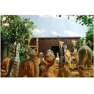 Sıcak satış el yapımı ahşap sanatlar el sanatları ahşap küçük insan ve hayvan figürleri Noah's Ark