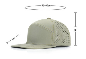 Gorra de camionero de ala plana ajustable personalizada al por mayor, Parche de goma con logotipo bordado, gorra deportiva, gorra de béisbol Snapback de malla en blanco - Product Image 6