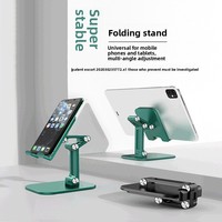 Support de téléphone portable et tablette télescopique pliable à trois volets avec réglage multi-angles pour utilisation sur bureau
