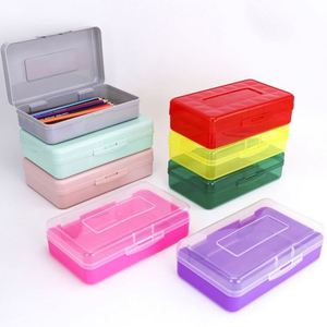 8 Colors PP Plastic <b>Hard</b> <b>Shell</b> Big Pencil <b>Case</b> Custom Office Organizer Multifunction Clamshell Stationery Storage - Product Image 1