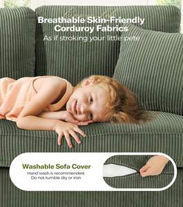 Fournisseur de canapé en Chine canapés verts extra profonds 3 sièges canapés confortables en velours côtelé siège d'amour surdimensionné moderne pour le salon - Product Image 2