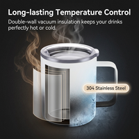 Mug à café isotherme en acier inoxydable 12 oz sans BPA, revêtement poudré, double paroi sous vide, maintien au chaud et au froid toute la journée, camping, bureau