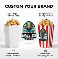 Boîte à popcorn en carton blanc jetable avec logo personnalisé, emballage alimentaire pliable de qualité alimentaire pour sucre, chewing-gum, poulet frit, chips