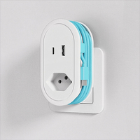 Adaptateur de prise de voyage Pheiyon pour différents pays, 16A, 1 prise, 1 USB-A + 1 port Type-C, 0,6m, IP20, multiprise