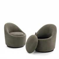 COLAMY Ensemble de 2 fauteuils pivotants à 360° avec rangement dissimulé, fauteuil barillet moderne de petite taille pour salon/chambre, textile vert