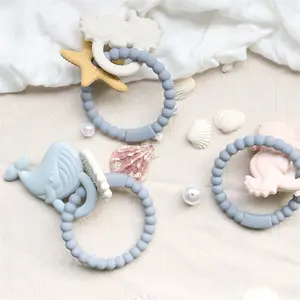 PAISEN silikon halka deniz hayvan şekli çocuk oyuncakları çiğnemek çıngıraklar bebek yorgan duyusal oyuncaklar diş kaşıyıcı bebek diş çıkartma oyuncakları 0-12 ay
