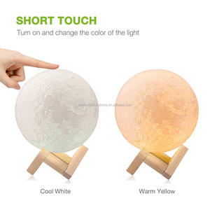 Lámpara LED recargable de 15cm, luz de luna de impresión 3D con soporte, lámpara de noche táctil para niños - Product Image 2