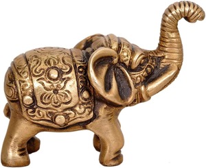 Estatua de Elefante de Latón Dorado Art Deco Hecha a Mano, Ecológica, Figura de la Suerte para Decoración del Hogar, Regalos, Diseño Animal Duradero - Product Image 1