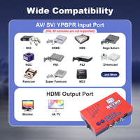 RetroScaler2x AV ke HD Converter Line-doubler untuk Konsol PS2 N64 NES Dreamcast Saturn Gamecube Aksesoris Game Retro HD