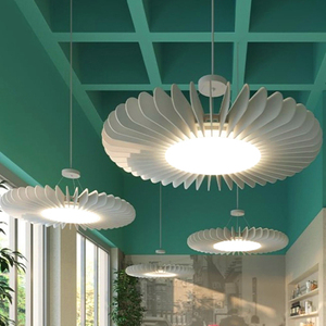 วิธีแก้ปัญหาโคมไฟระย้าแบบ LED โคมไฟทรงกลมแบบเส้นตรงพร้อมแผงอะคูสติกกว่าดูดซับเสียงทำจากโพลีเอสเตอร์ - Product Image 6