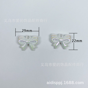 Transparent Iridescent Acrylic Butterfly <b>Bow</b> Beads 29x22mm For Earring Making DIY Jewelry Accessories Scattered Beads - Product Image 2