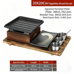 Ensemble de <span class=keywords><strong>barbecue</strong></span> coréen en <span class=keywords><strong>fonte</strong></span>, plaque de cuisson carrée avec réchaud à alcool, pour usage en restaurant - Product Image 4