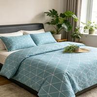 Vente en gros usine – Parure de lit Super King 100 % polyester 500TC style américain à rayures, avec taies d'oreiller, antistatique et durable