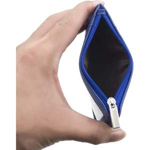 Portatarjetas vertical de cuero PU Delgado, 1 llavero, 1 ventana de identificación, 4 ranuras para tarjetas, 1 bolsillo con cremallera lateral, accesorio para portatarjetas 1 en 1 - Product Image 5