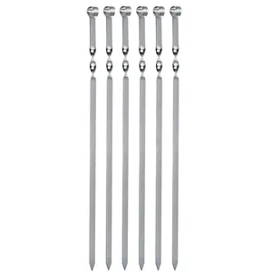 BBQ Accessories 6PCS 22inch Large Metal Skewers For Grill Barbecue Stainless Steel Kebab Skewer Set Long Grill Bbq Skewers