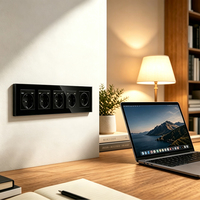 Prise murale UBARO 5 gangues EU avec 8 ports USB 16A 250V, panneau en verre trempé, prise électrique 366mm