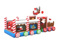 Parcours d'obstacles gonflable de Noël avec toboggan, château gonflable, trampoline et structure de saut gonflable