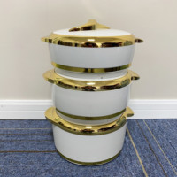 Ensemble de 3 casseroles isothermes Jumbo 1,5L 2L 2,5L, bol de service rond classique à double paroi, pour le Ramadan musulman, l'iftar, les fêtes africaines