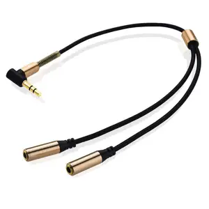 3.5mm 1 To 2 Dual Y Audio Headset Jack Splitter Share Cable Adapter Golden Connector Earpiece for Earphone Headphone