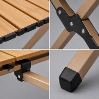 Table de camping pliable à roulettes, table de pique-nique en bois à lattes avec sac de transport, table de repas portable d'extérieur stable à structure en X
