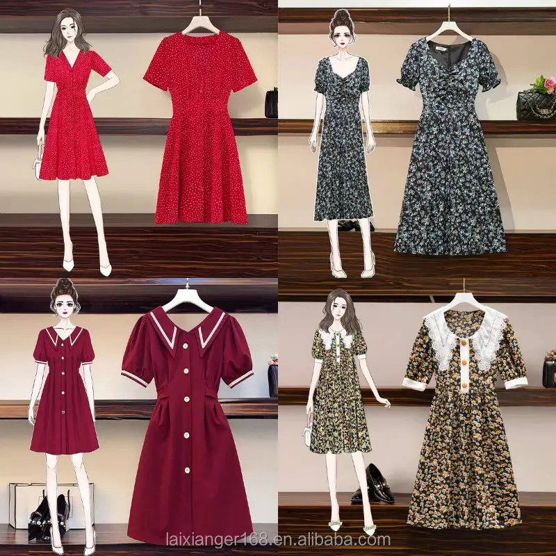 2023 Summer New Women's Fashion Students Flower Girl Dress Large Small Print Dress Casual Dresses Natural Leopard Adults Knitted