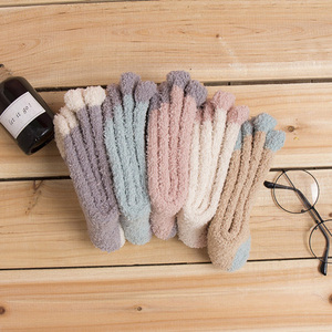 Oem ODM Mùa Đông Mờ Biểu Tượng Tùy Chỉnh Thêu Nữ Trong Nhà Sàn Dày San Hô Lông Cừu Ấm Phụ Nữ Vớ - Product Image 3