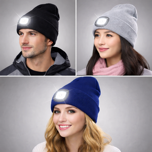 Wholesale Unisex Adult LED Knit Hat USB <b>Rechargeable</b> Winter Beanie Hats Common <b>Light</b> Night Running Fishing Jogging <b>Camping</b> - Product Image 1
