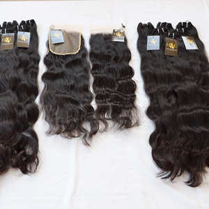 Lots de cheveux crus indiens et HD Closure, lot de tissage d'extensions de cheveux naturels avec Closure, Extensions de cheveux bruts birman - Product Image 1