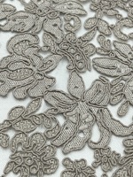 Tissu en dentelle de luxe avec fil doré et fil métallique brillant, texture noble haut de gamme, broderie pour textiles de mariage