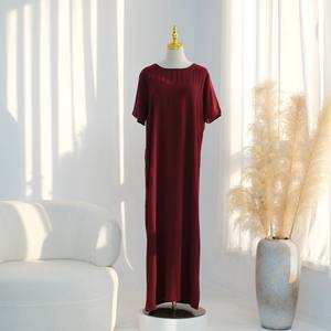 Nouvelle robe intérieure unie à manches courtes pour abaya, en soie glacée, style ethnique, pour femme, modeste - Product Image 3