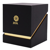 Vente en gros Boîte cadeau de bougie vide de luxe imprimée à la main en papier rigide noir personnalisé avec fermeture magnétique