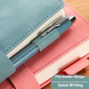 High-End A5 Thickened Portable Work <b>Journal</b> Notebook Magnetic Buckle Leather Office Meeting Record Book Thread Sewing for School - Product Image 3