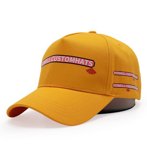उच्च गुणवत्ता वाला सोना पीला कस्टम 5 पैनल मुद्रित लोगो बेसबॉल कैप - Product Image 1