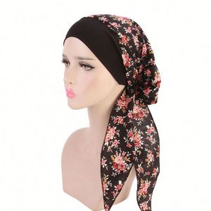 Turbantes de Seda Vintage para Mujer, Gorro con Banda Elástica Ancha, Gorro Multifuncional con Estampado, Gorro para Quimioterapia - Product Image 4