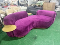 Canapés modulaires modernes trois places pour salon, ensemble de canapés Tateyama en tissu velours rembourrés en éponge