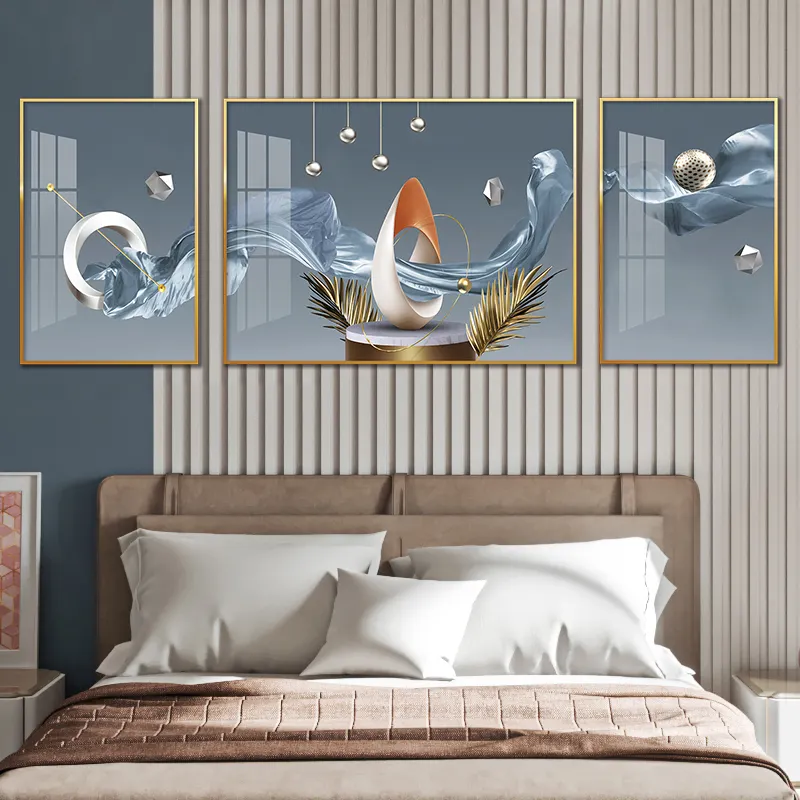 3 조각 북유럽 미니멀 기하학 그래픽 아트 그림과 벽 예술 가정 장식을위한 캔버스 포스터에 고급 디자인 인쇄
