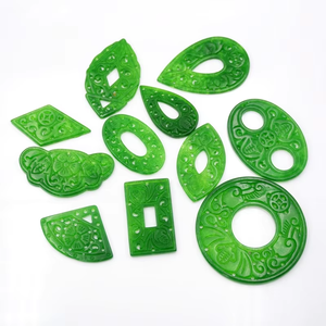 Nuovo arrivo moda cinese inciso verde giada ciondolo naturale intagliato a mano sorriso personalizzato placcato oro collana regalo per la <span class=keywords><strong>mamma</strong></span> - Product Image 6