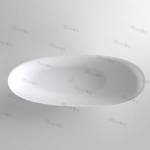 Vasca da Bagno in Resina Effetto <span class=keywords><strong>Pietra</strong></span> Serie Designer con Schienale Alto, Bianco Opaco, in Solid Surface, Freestanding, per Adulti, per Immersione Profonda - Product Image 5