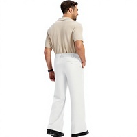 Pantalon de bureau formel unisexe plissé à jambe large en polyester/coton, coupe ample et confortable, idéal pour l'été et les tenues professionnelles