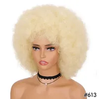 Vente en gros Perruque synthétique courte cheveux bouclés afro multicolores Perruque de cheveux explosifs moelleux et rebondissants pour femmes noires