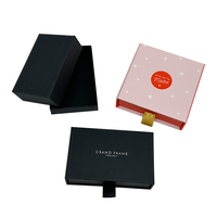 Boîte à bijoux en carton rigide de luxe sur mesure haut de gamme, petite boîte à glissière, boîte cadeau en papier rigide rose avec logo