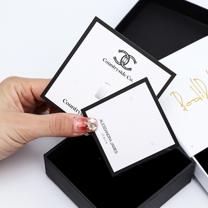 Emballage de cartes à bijoux noires pour bagues, bracelets, colliers, présentoir à bijoux avec impression de logo personnalisée - Product Image 3